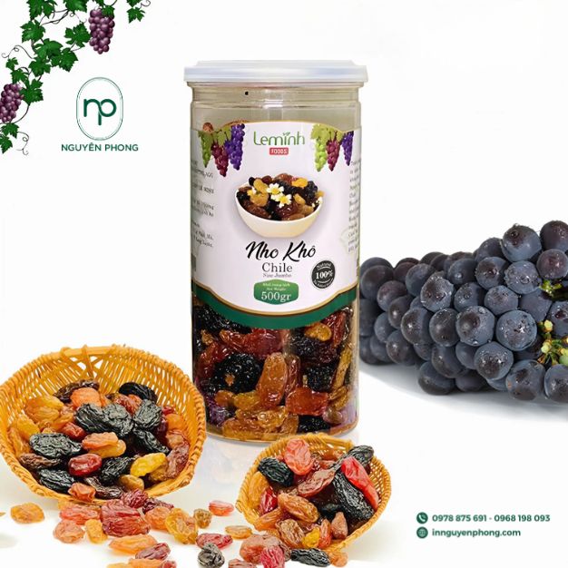 mẫu tem dán nho khô cho dạng hũ